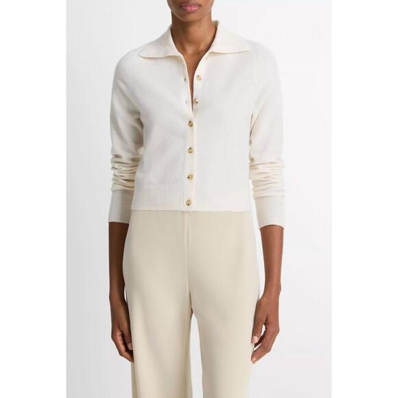 VINCE Sweaters - NEW VINCE button up polo cardigan in off white
